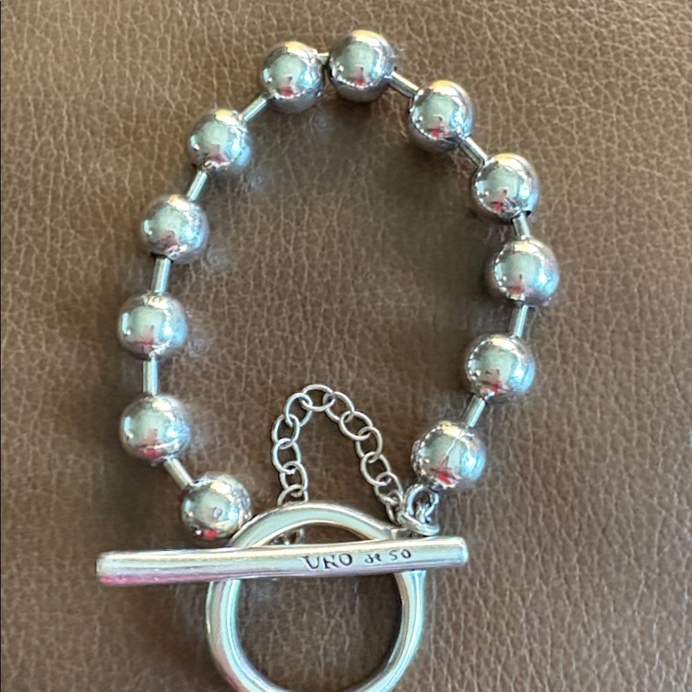 UNO de 50 Bracelet - ON/OFF - Silver - Size M with added safety chain EUC